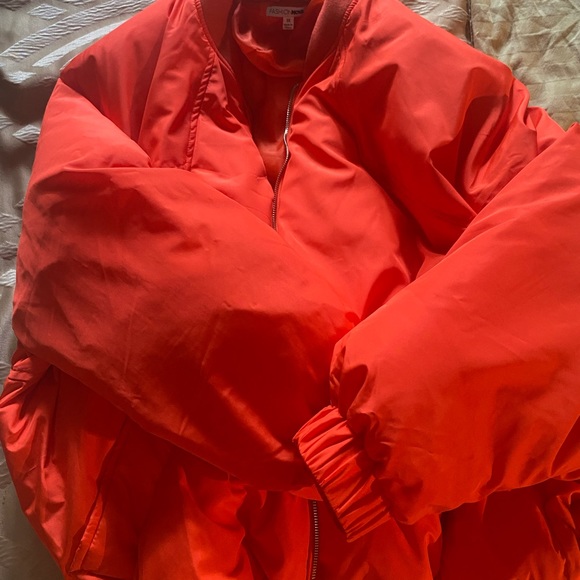 Neon Orange Puffer Jacket - Picture 3 of 6